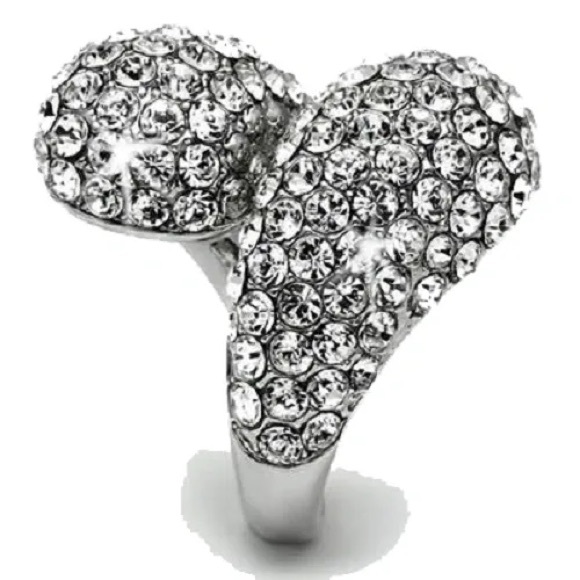 Swarovski Crystal Element Micro Pave Set Bypass Dome Cocktail statement Ring - Picture 5 of 5